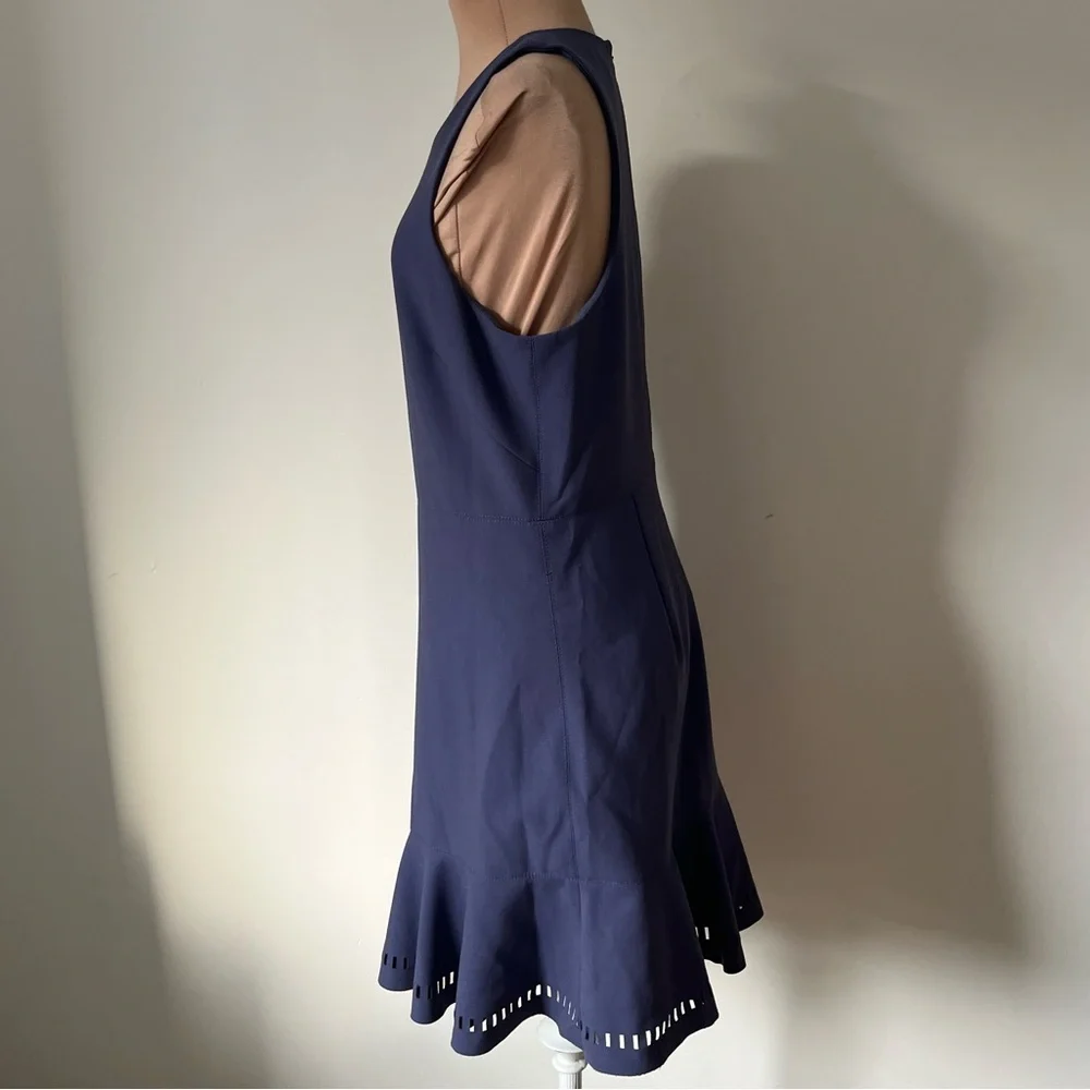 Elizabeth & James Hadley Fit & Flare Blue Laser Cut Sleeveless Mini Dress EUC 10